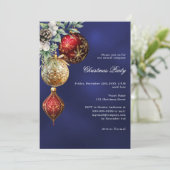 Invitation Boules d'or rouge bleu affaires Noël fête (Debout devant)