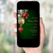 Invitation Boules d'or rouge vert affaires Noël fête
