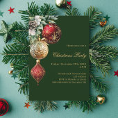 Invitation Boules d'or rouge vert Noël