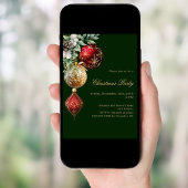 Invitation Boules d'or rouge vert Noël