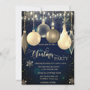 Invitation Boules Élégantes, Noël Bleu Lumineux
