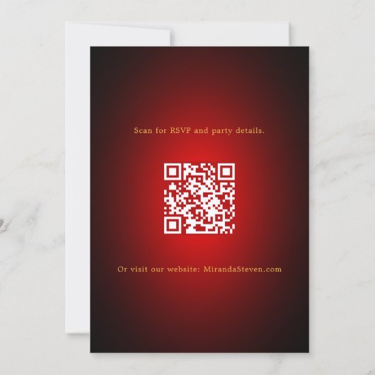 Invitation Boules en or rouge QR code Noël (Dos)