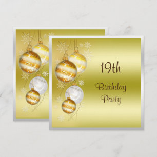 Invitation Boules et Étoiles de Noël pour 19e Anniversaire