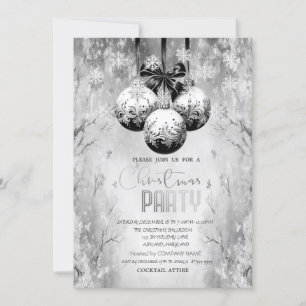 Invitation Boules Flocons de neige Paysage hivernal Fête de N
