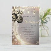 Invitation Boules noires de Noël, Lumières à cordes, Flammes  (Debout devant)