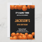 Invitation Boules orange avec basket-ball arrière - plan noir (Devant)