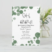 Invitation Boules POKA VERT ET BLANC POKA OH Baby shower (Debout devant)