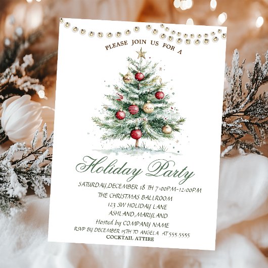 Invitation Boules pour sapin de Noël Guirlandes lumineuses Fê