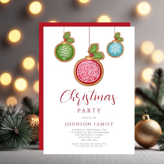 Invitation Boules Rouges de Fête de Noël