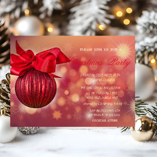 Invitation Boules Rouges de Noël Société Bokeh