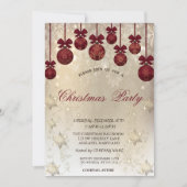 Invitation Boules rouges, flocons de neige dorés Noël (Devant)