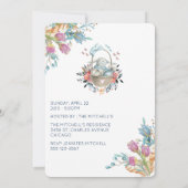 Invitation Boulet mignon en Panier & Fleurs de tulipe Brunch  (Dos)