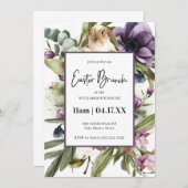 Invitation Boulon d'aquarelle florale Brunch de Pâques (Devant / Derrière)