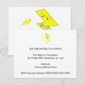 Invitation Boulon de foudre fâché. Jaune sur le blanc (Devant / Derrière)