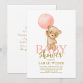Invitation Boulon mignon fille baby shower (Devant / Derrière)