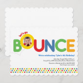 Invitation Bounce House Anniversaire Photo Red Blue Green (Devant / Derrière)