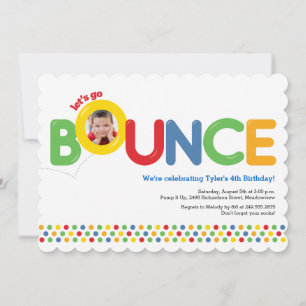 Invitation Bounce House Anniversaire Photo Red Blue Green