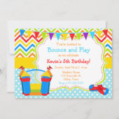 Invitation Bounce House Bouncy Castle Anniversaire bleu (Devant)