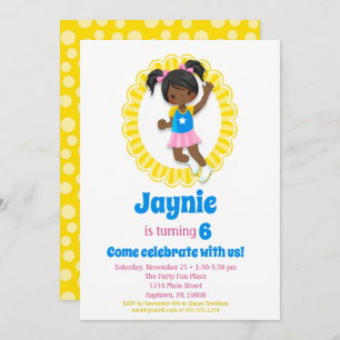 Invitation Bounce House Jump African American Girl Birthday