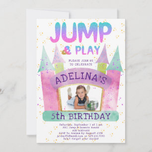 Invitation Bounce House Jump Jouer Gymnastique Anniversaire d