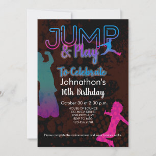 Invitation Bounce House Jump Party Trampoline Park Anniversai