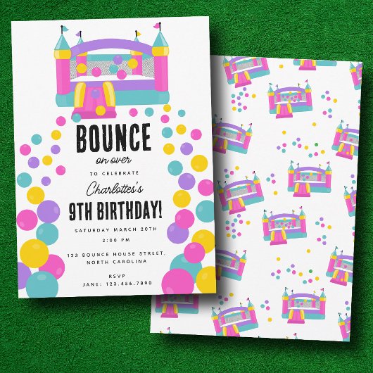 Invitation Bounce House Jumping Castle Girls Anniversaire
