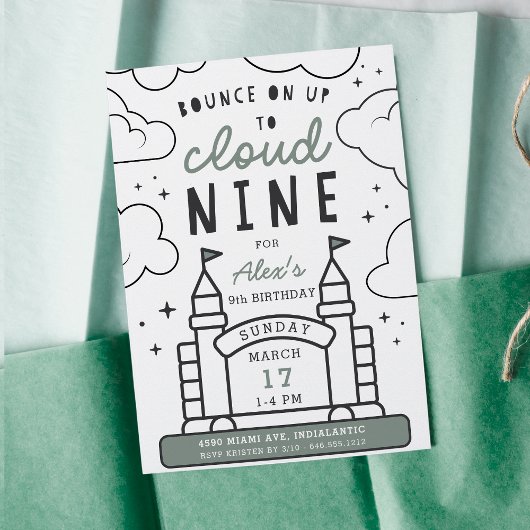 Invitation Bounce House Kids 9e fête d'anniversaire