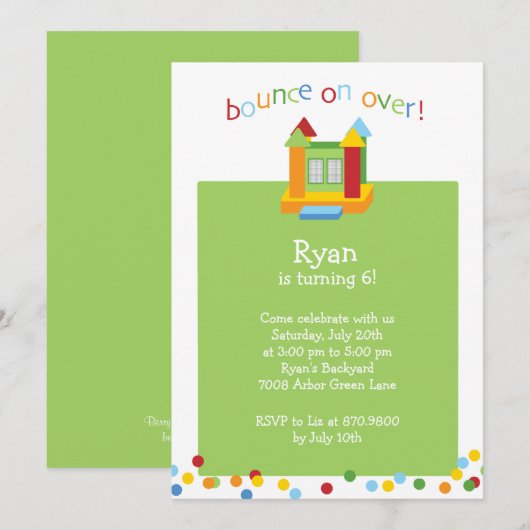 Invitation Bounce House Party (Devant / Derrière)