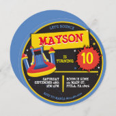 Invitation BOUNCE HOUSE SLIP and SLIDE Anniversaire (Devant / Derrière)