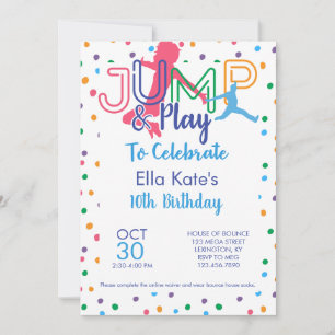 Invitation Bounce House Trampoline Jump Anniversaire