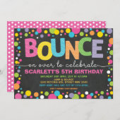 Invitation Bounce Jump Trampoline Party Anniversaire Fille (Devant / Derrière)