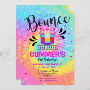 Invitation Bounce Party Tie Dye Invitation Jump