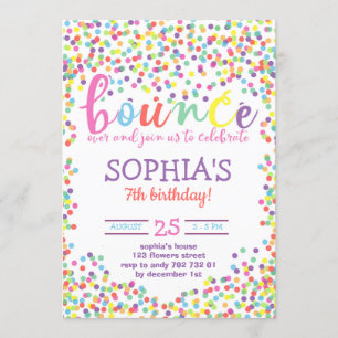 Invitation Bounce & Play Rainbow Girl Birthday