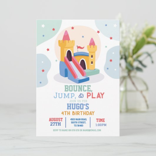 Invitation Bouncy Castle Anniversaire Fête Jump Bounce House (Debout devant)