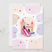 Invitation Bouncy Castle Anniversaire Fête Rose Bounce House (Dos)