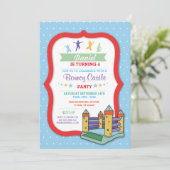 Invitation Bouncy Castle Party Anniversaire de enfant bleu In (Debout devant)