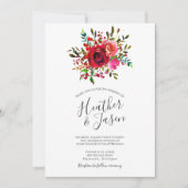 Invitation Bountiful Rose Ruby Red Mariage (Devant)
