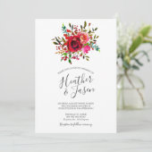 Invitation Bountiful Rose Ruby Red Mariage (Debout devant)