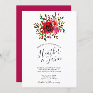 Invitation Bountiful Rose Ruby Red Mariage