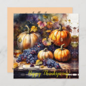 Invitation Bounty d'automne, raisins citrouille - Thanksgivin (Devant / Derrière)