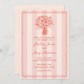 Invitation Bouquet à galets rose Tropical (Devant / Derrière)