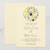 Invitation Bouquet Abstrait jaune et bleu Mariage jaune (Devant / Derrière)