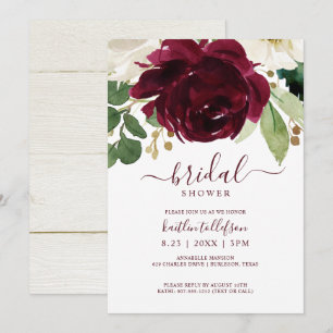 Invitation Bouquet aquarelle de douche de mariage Vin de Bour