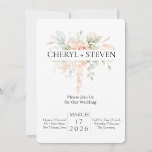 Invitation Bouquet aquarelle délicat - Roses roses florales D