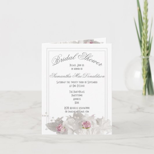 Invitation Bouquet blanc douche nuptiale (Devant)