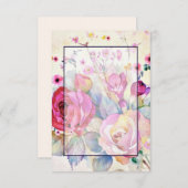 Invitation Bouquet blanc mariage à fleurs rose (Devant / Derrière)