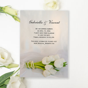 Invitation Bouquet blanc Tulip Printemps mariage Enregistrer