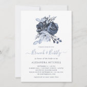 Invitation Bouquet bleu | Aquarelle Floral Brunch et Bubbly (Devant)