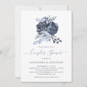 Invitation Bouquet bleu | Aquarelle Floral Couples Douche (Devant)