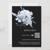 Invitation *~* Bouquet bleu Dusty QR Floral RSVP AR15 MARIAGE (Dos)